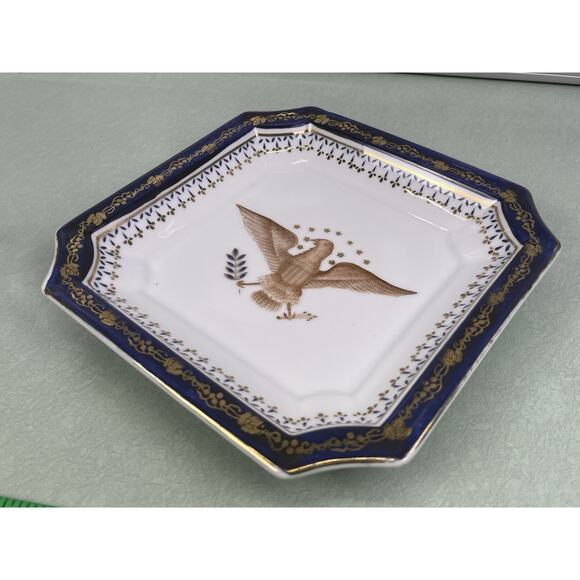 Vintage American Eagle Square Plate Andrea by Sadak Gold Trim Elegant Ceramic - Picture 6 of 6